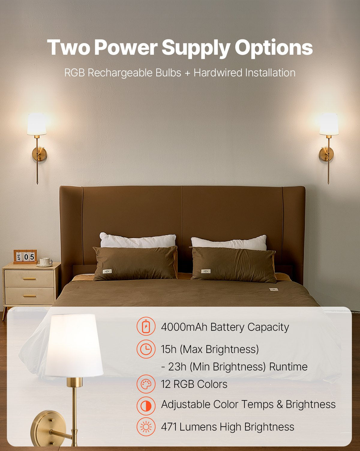 Lumière Duo Cordless Wall Sconce — Wireless LED Set of 2