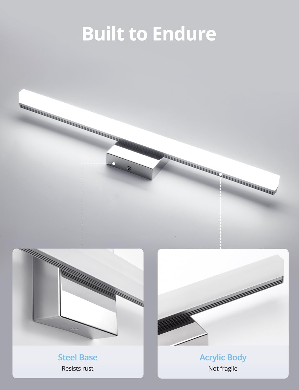 Upgrade Your Bathroom with  24-Inch LED Vanity Light Bar - Modern 14W IP44 Over Mirror Lighting in Cool White 6000K