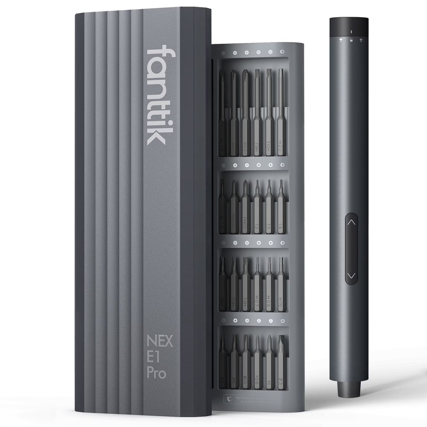 E1 Pro Cordless Electric Screwdriver Kit - 3.7V, 3 N.M Torque, 24 Magnetic Bits, Quick-Charge Battery & Magnetic Holder - Perfect for Electronics Repair (Phones, Laptops, Watches)