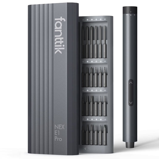 E1 Pro Cordless Electric Screwdriver Kit - 3.7V, 3 N.M Torque, 24 Magnetic Bits, Quick-Charge Battery & Magnetic Holder - Perfect for Electronics Repair (Phones, Laptops, Watches)