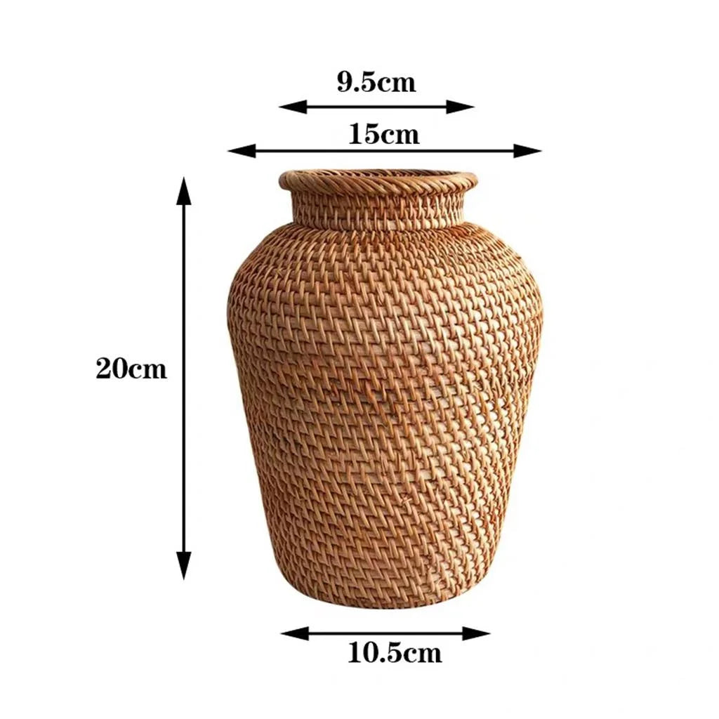 Stylish Rattan Wicker Vase - Elegant Flower Pot Holder & Plant Storage Decor