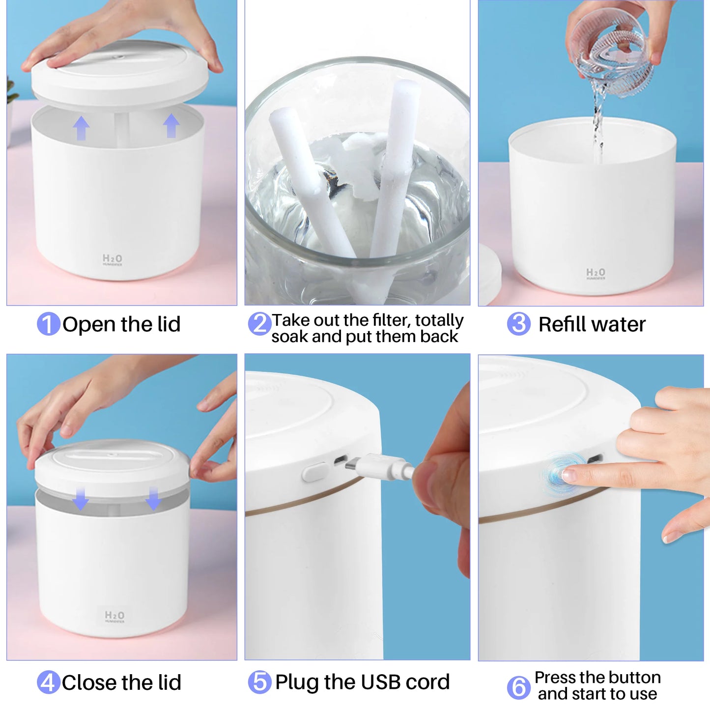 2L Ultrasonic Cool Mist Humidifier - Perfect for Baby's Room and Home Comfort, Elegant White Design