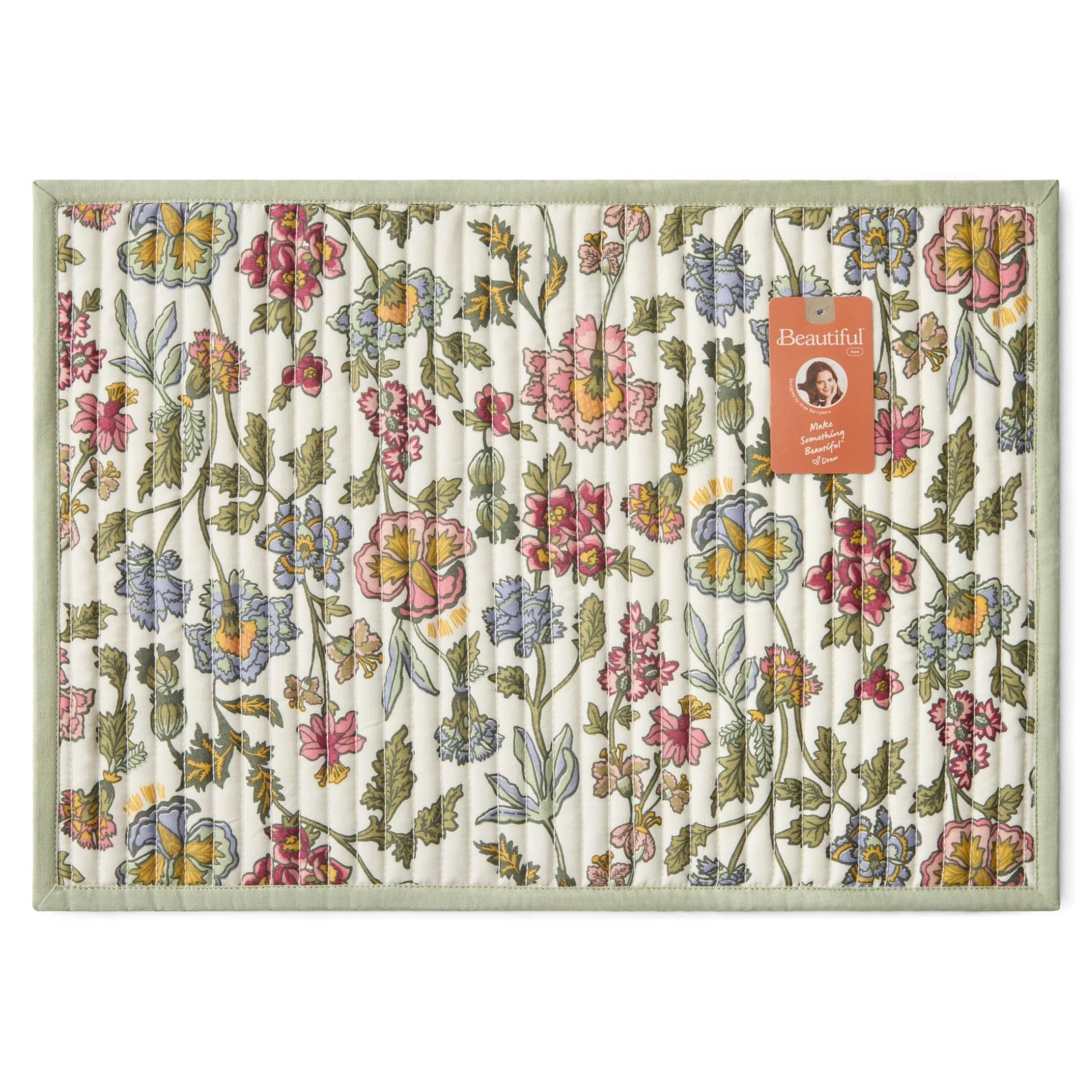 Drew Barrymore's  Wildflower Quilted Print Fabric Placemat - Stylish and Versatile, 20"W x 14