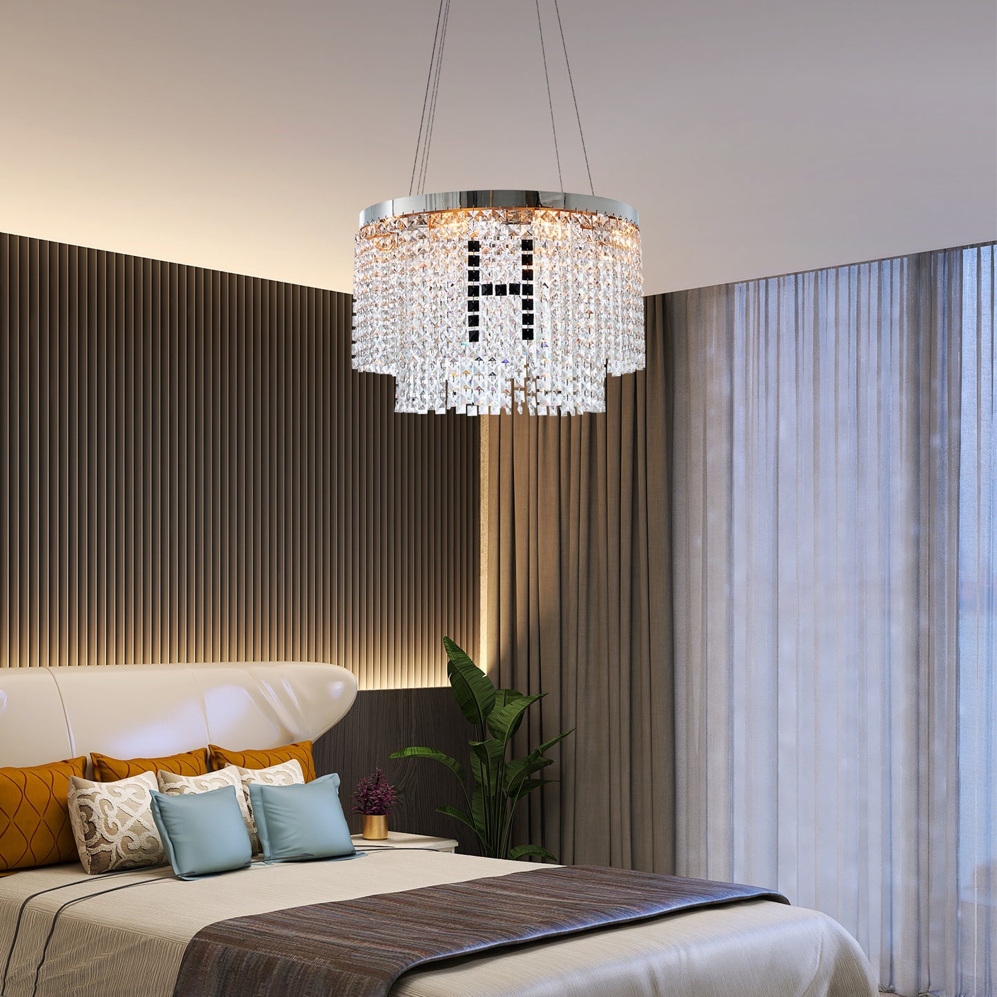 Aurelle Round Crystal Chandelier — Tiered Cristal Ceiling Light