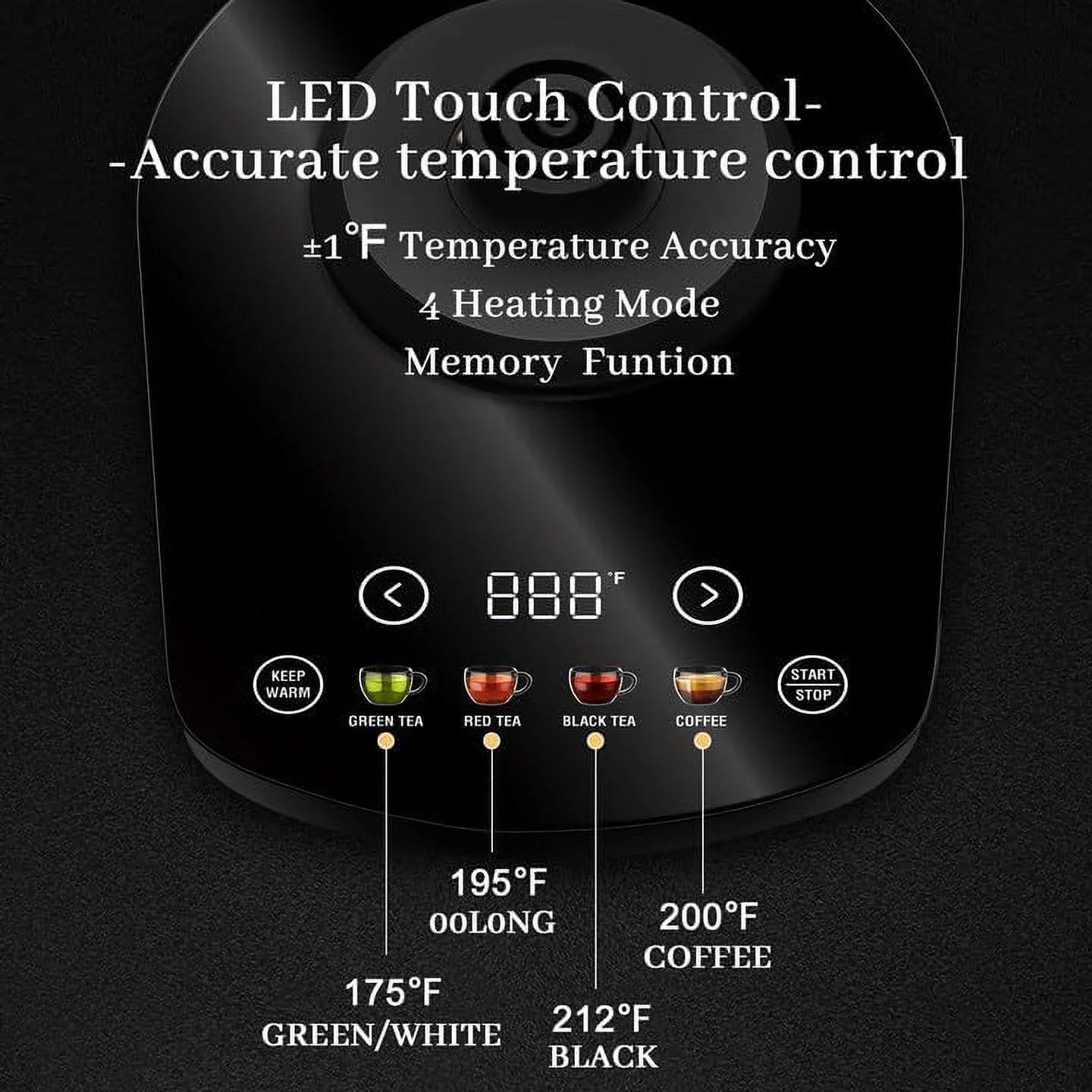 Precision Gooseneck Electric Kettle with ±1℉ Temperature Control - Perfect for Tea & Coffee Brewing, 1200W, 1L Capacity, Four Heating Modes