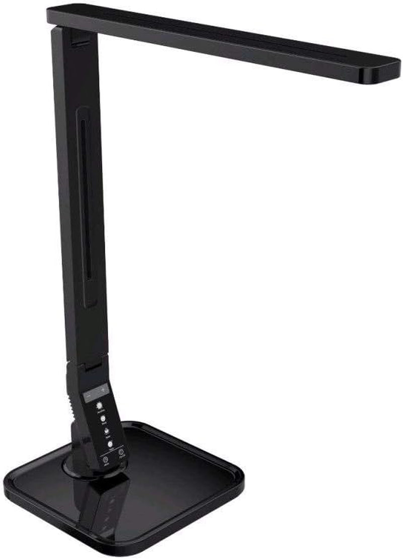 27 LED Eye-Caring Desk Lamp - 5 Brightness Levels, 4 Lighting Modes, Touch Control, USB Charging, Auto Timer - Sleek Black Design