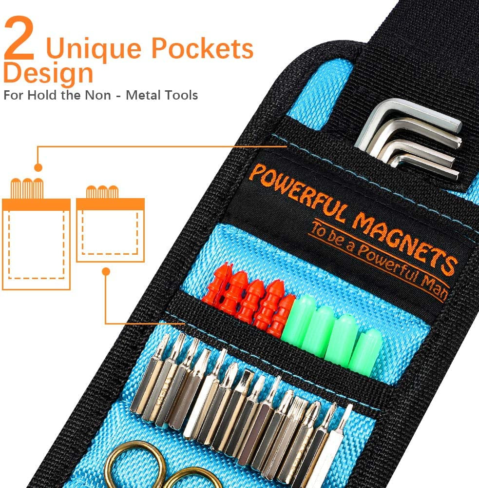 Ultimate Magnetic Wristband Tool Holder - 15 Powerful Magnets for Screws, Nails & Drill Bits - Perfect Stocking Stuffer for DIY Enthusiasts, Men, Women, Dads & Handymen!