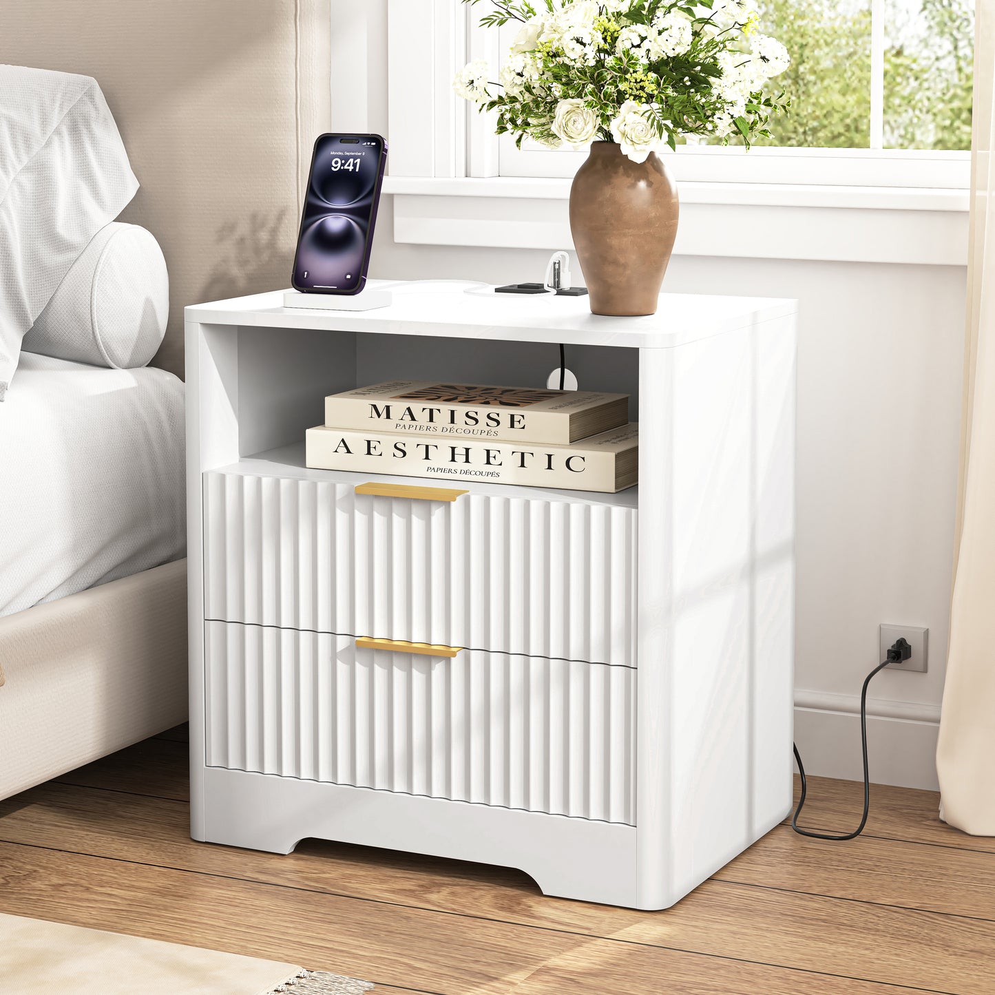 Halcyon Smart Charging Nightstand — Wireless Charge, USB & Ambient Light