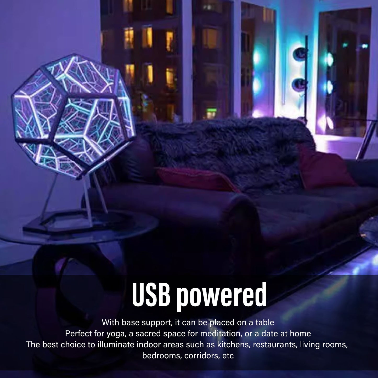 Dodeca Infinity Geometric Light — Modern Wall & Desk Accent
