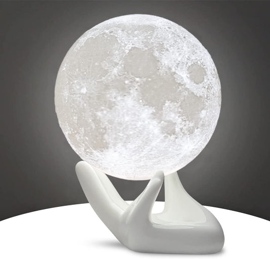 3D Moon Lamp - 3.5 Inch Night Light with Touch Control & USB Charging - Perfect Gift for Kids & Adults, Two Tone Warm & Cool White