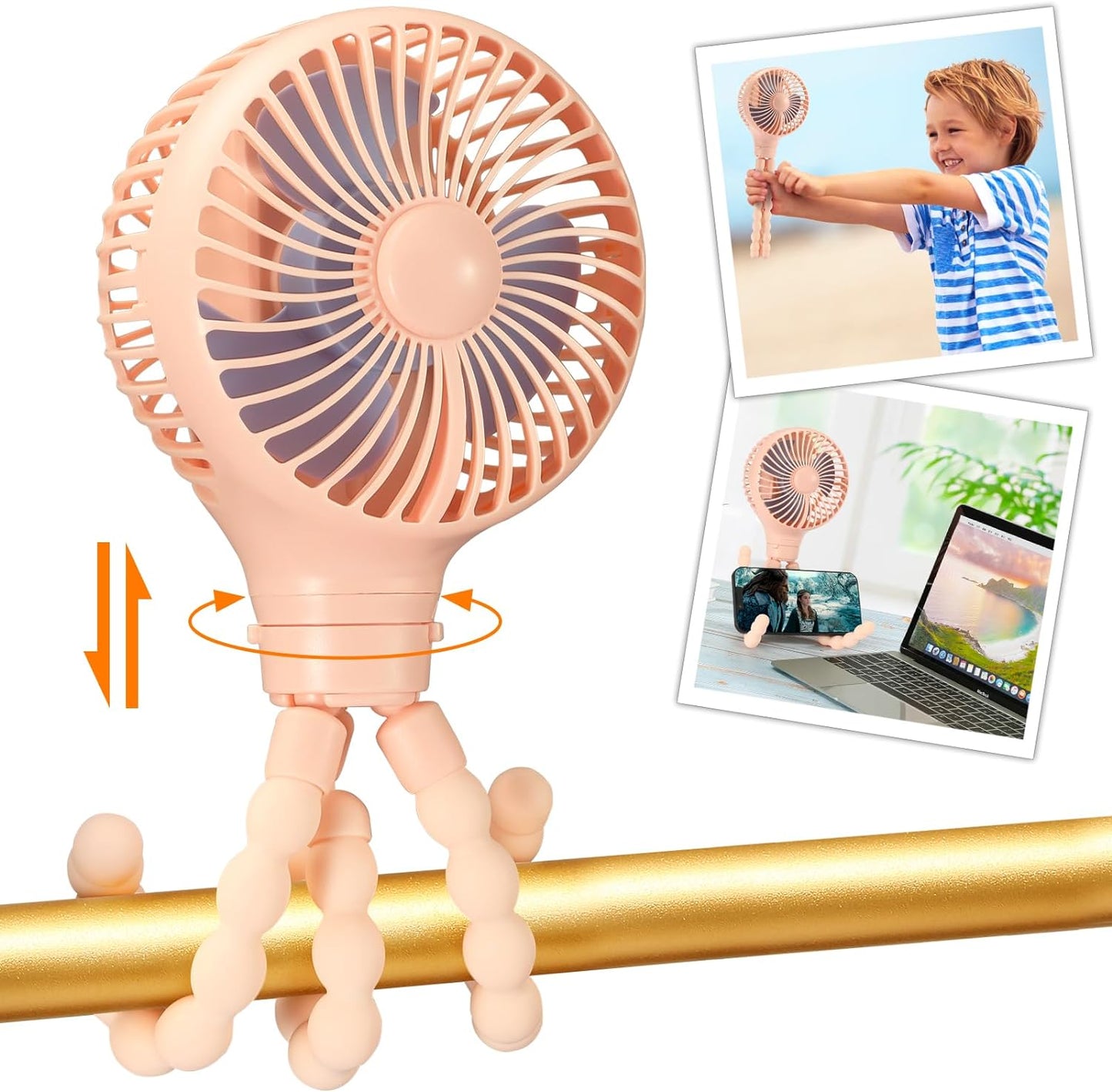 Mini Handheld Portable Fan - Versatile USB/Battery-Powered Stroller, Car Seat, and Desk Fan with Flexible Tripod for Camping and Travel (Black)