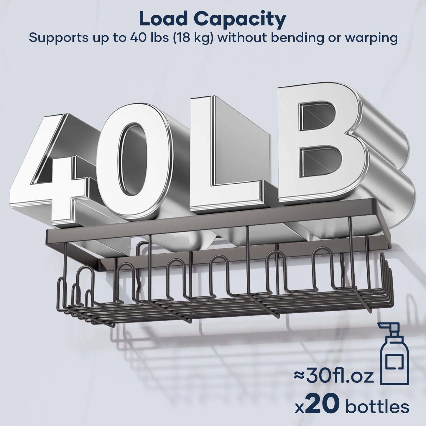 6-Pack Adhesive Shower Caddy - No-Drill Wall Mounted Organizer with Soap Holder, Large Capacity for Bathroom & Kitchen Storage - Sleek Black Design