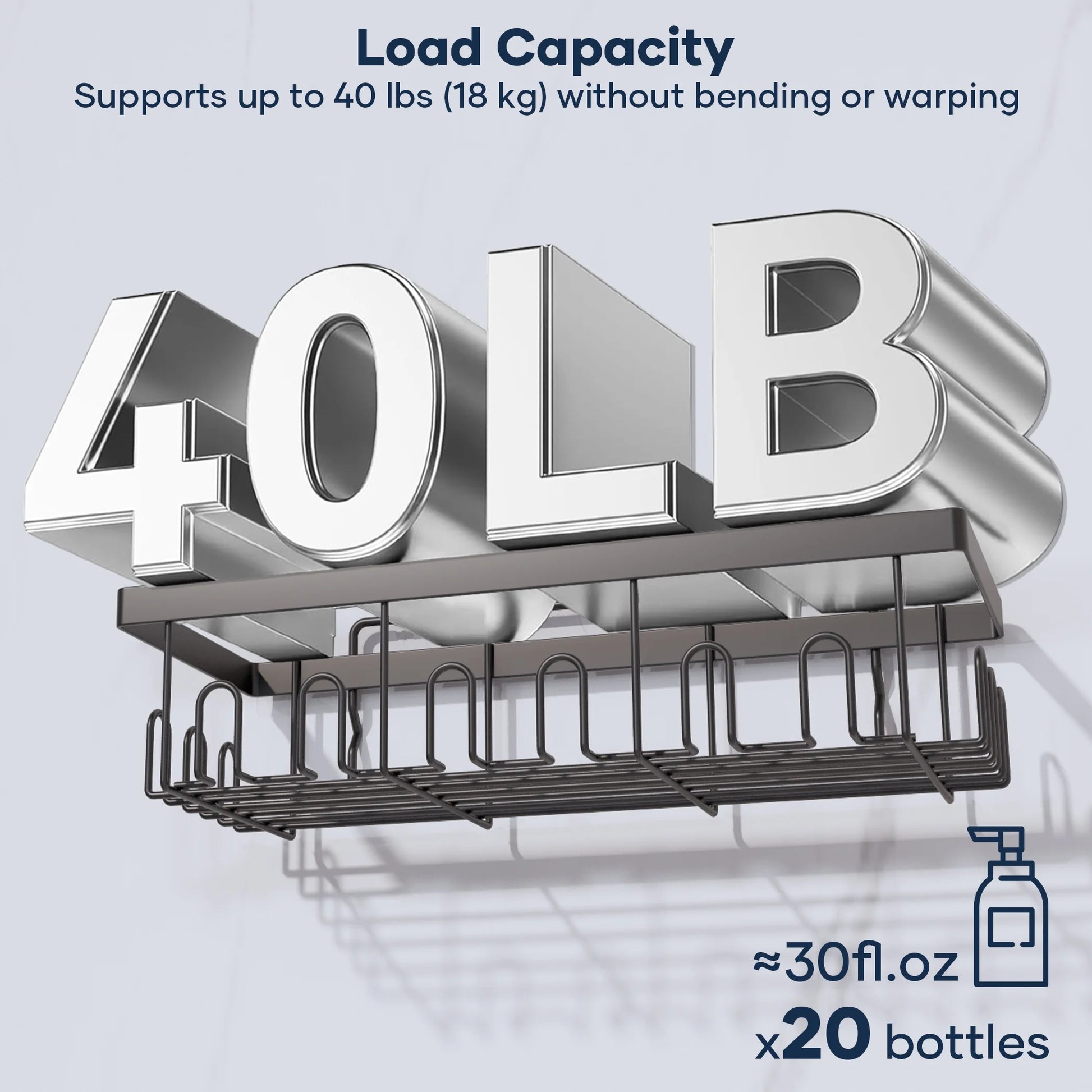 6-Pack Adhesive Shower Caddy - No-Drill Wall Mounted Organizer with Soap Holder, Large Capacity for Bathroom & Kitchen Storage - Sleek Black Design