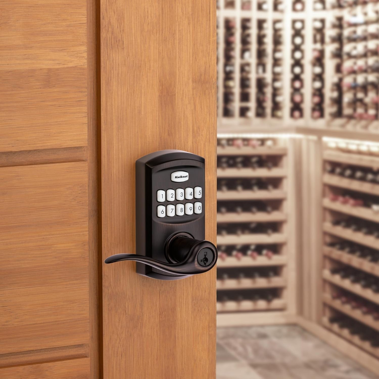 Smartcode 917 Keyless Entry Electronic Deadbolt with Tustin Lever - Venetian Bronze Finish and Smartkey Security