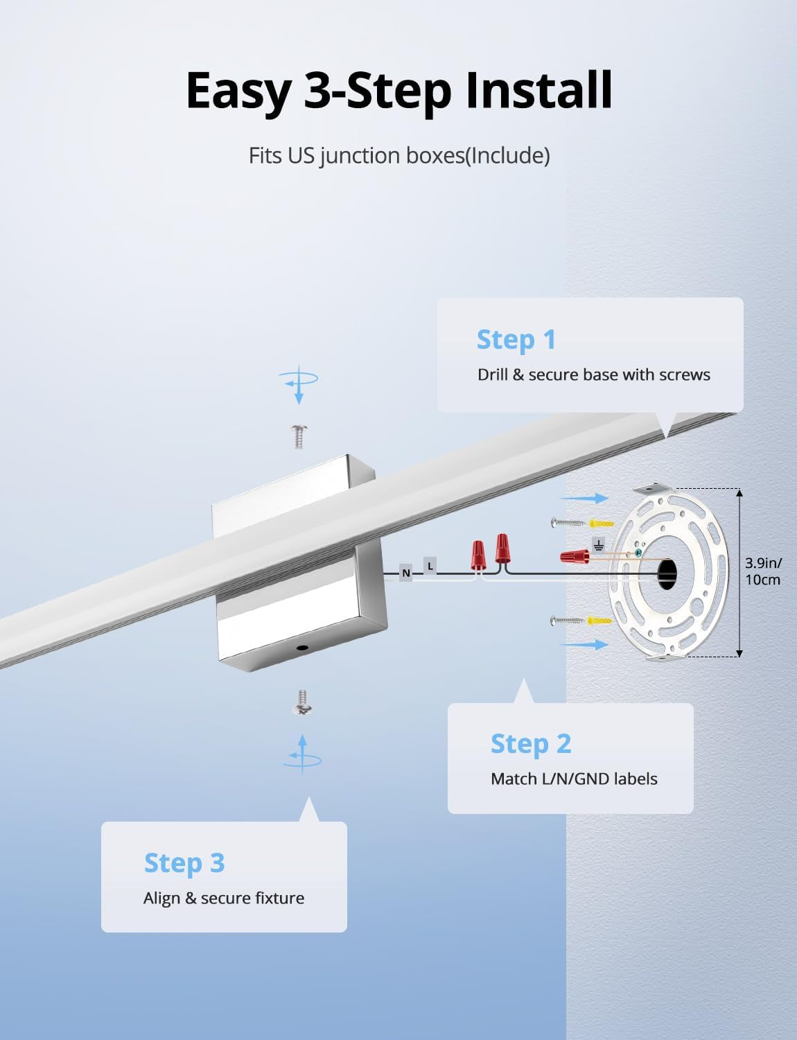 Upgrade Your Bathroom with  24-Inch LED Vanity Light Bar - Modern 14W IP44 Over Mirror Lighting in Cool White 6000K