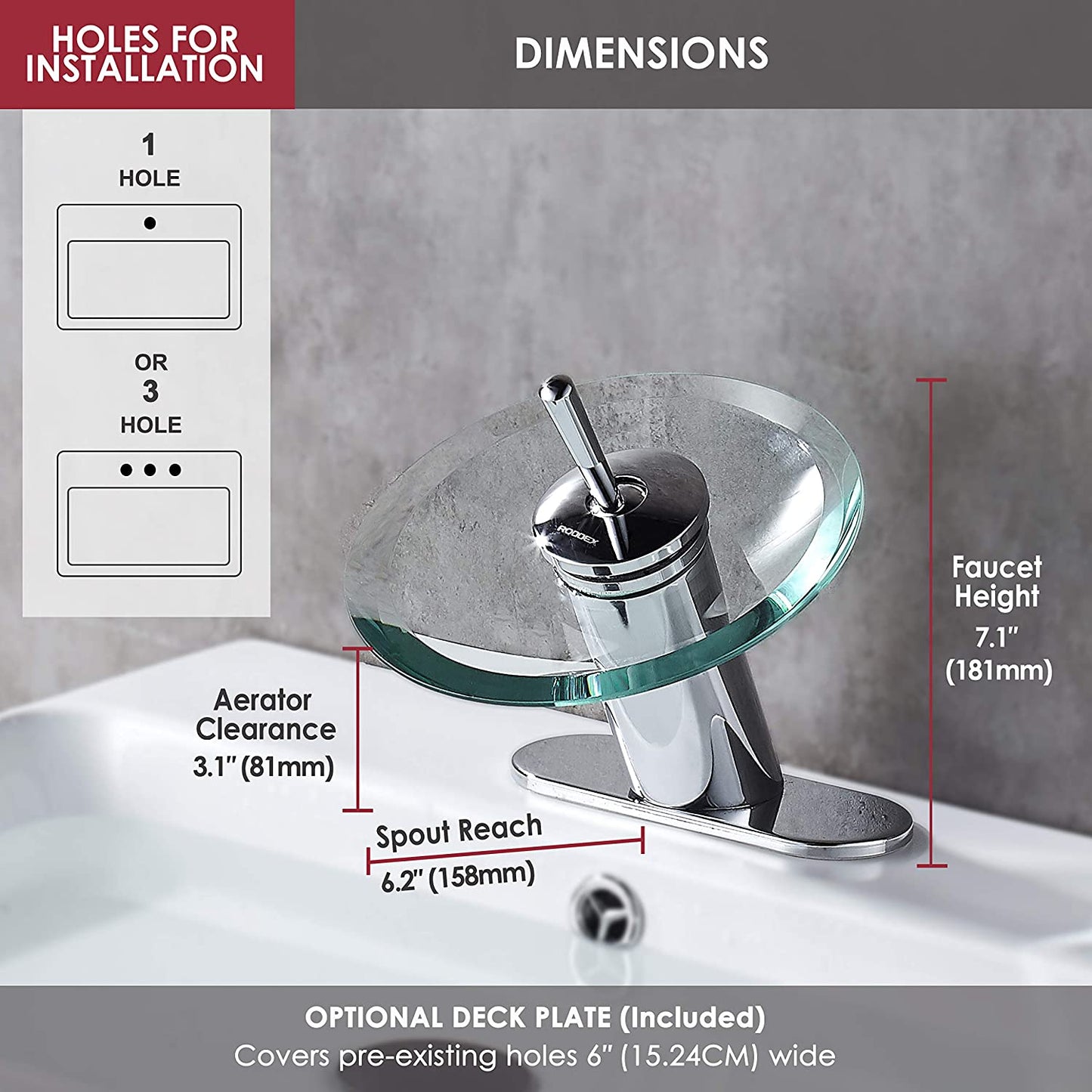 Modern Polished Chrome Waterfall Bathroom Sink Faucet with Unique Brass and Glass Design - Perfect for Vanity and Corner Sinks