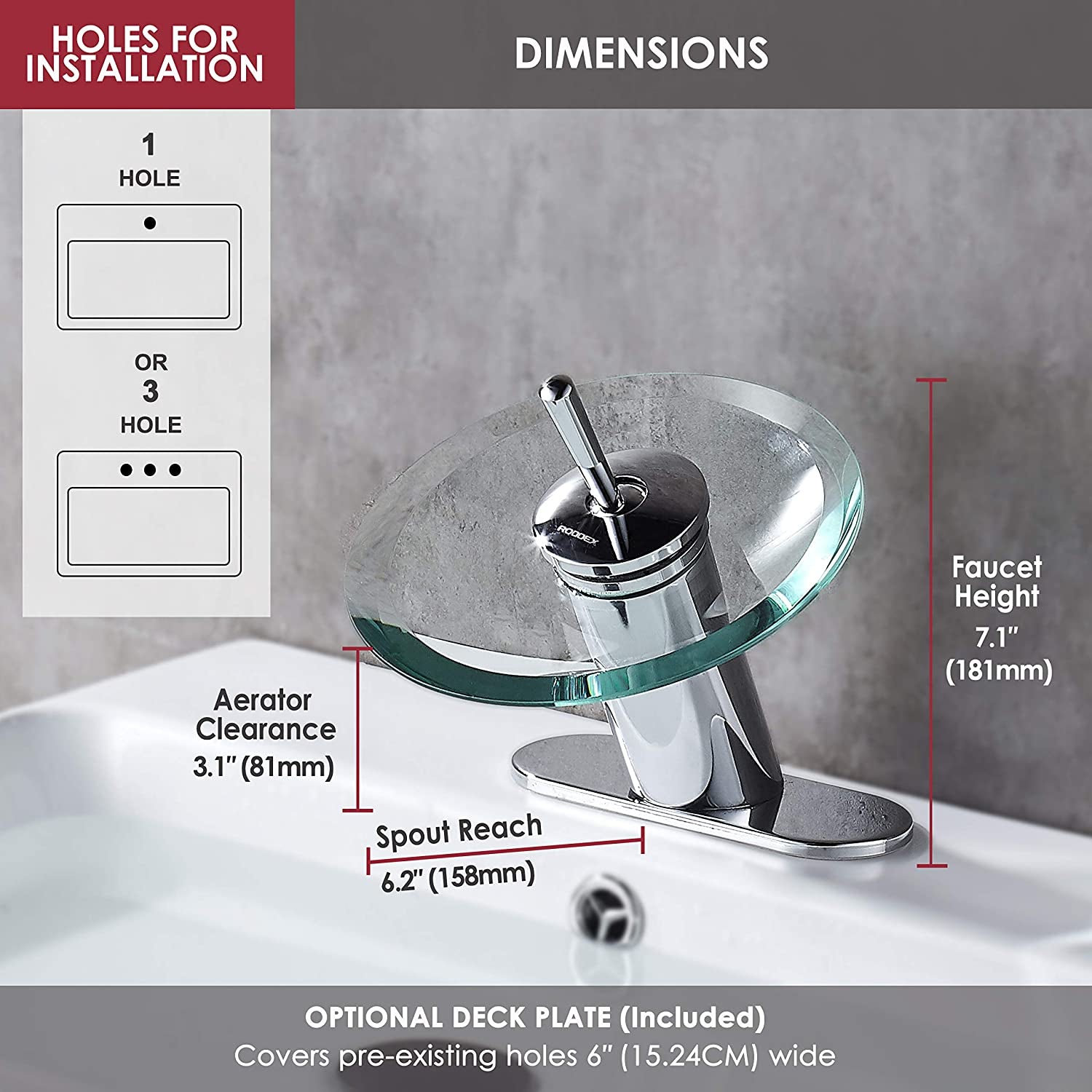 Modern Polished Chrome Waterfall Bathroom Sink Faucet with Unique Brass and Glass Design - Perfect for Vanity and Corner Sinks