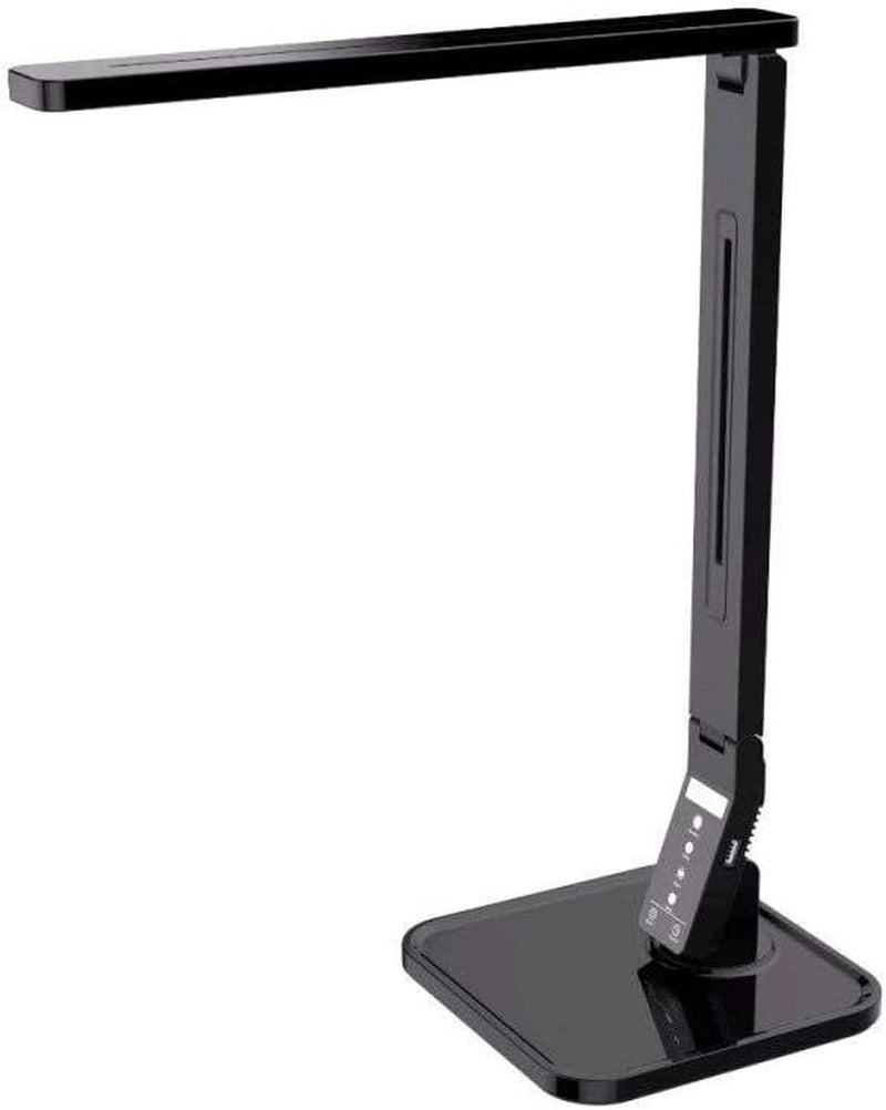 27 LED Eye-Caring Desk Lamp - 5 Brightness Levels, 4 Lighting Modes, Touch Control, USB Charging, Auto Timer - Sleek Black Design