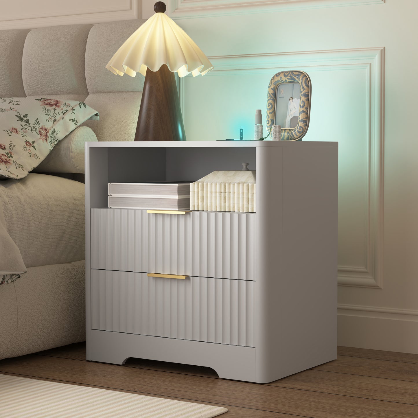 Halcyon Smart Charging Nightstand — Wireless Charge, USB & Ambient Light