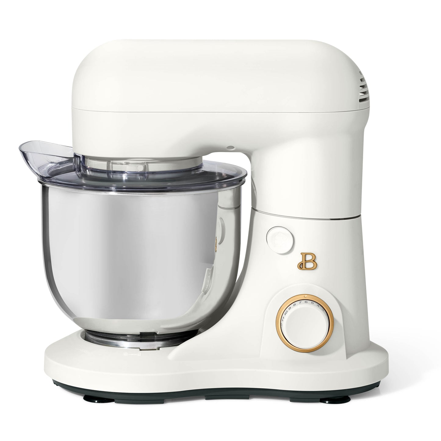 Elegant 3.5 Qt Stand Mixer in White with Essential Attachments: Flat Beater, Dough Hook, and Balloon Whisk