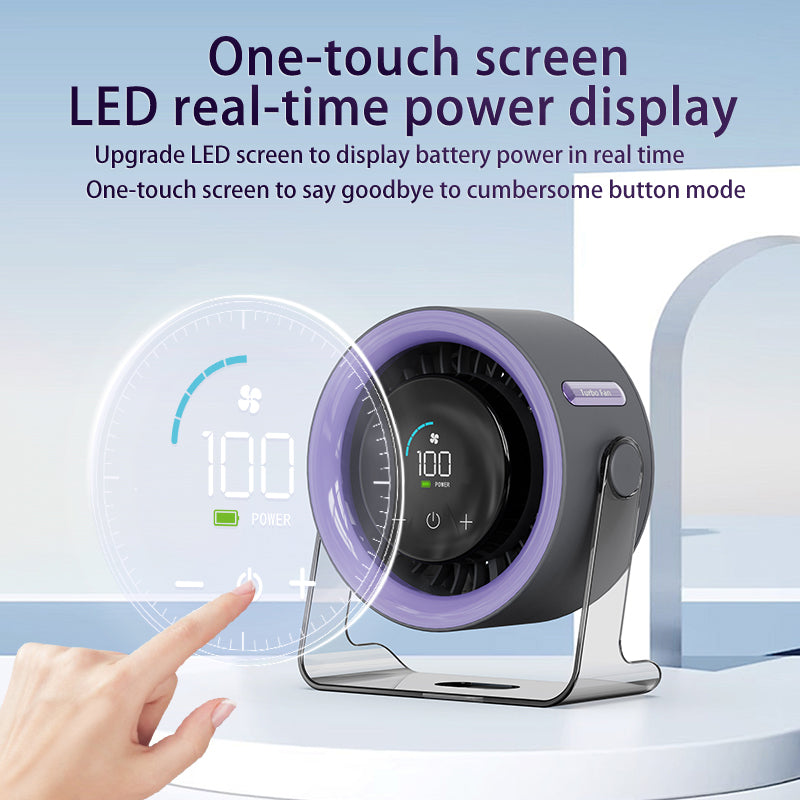 Set of 2 Portable USB Rechargeable Desk Fan – 100-Speed Digital Display Ultra-Quiet Wall-Mountable Cooling Fan
