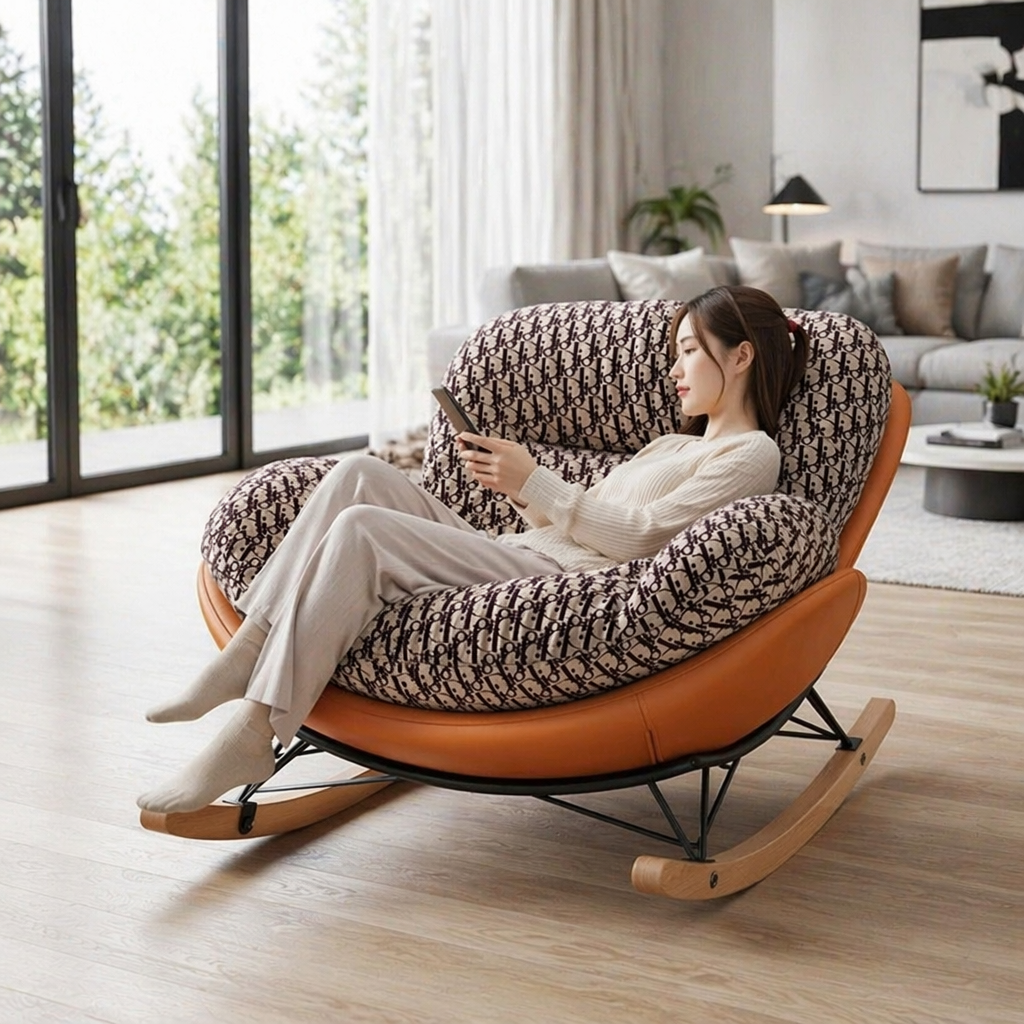Penguin Rocking Lounge Chair — Solid-Wood Accent Recliner