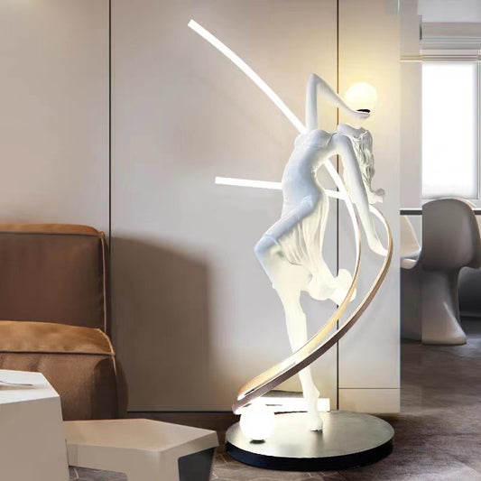 Luxury LED sculpture floor lamp - modern artistic statement light for grand living spaces