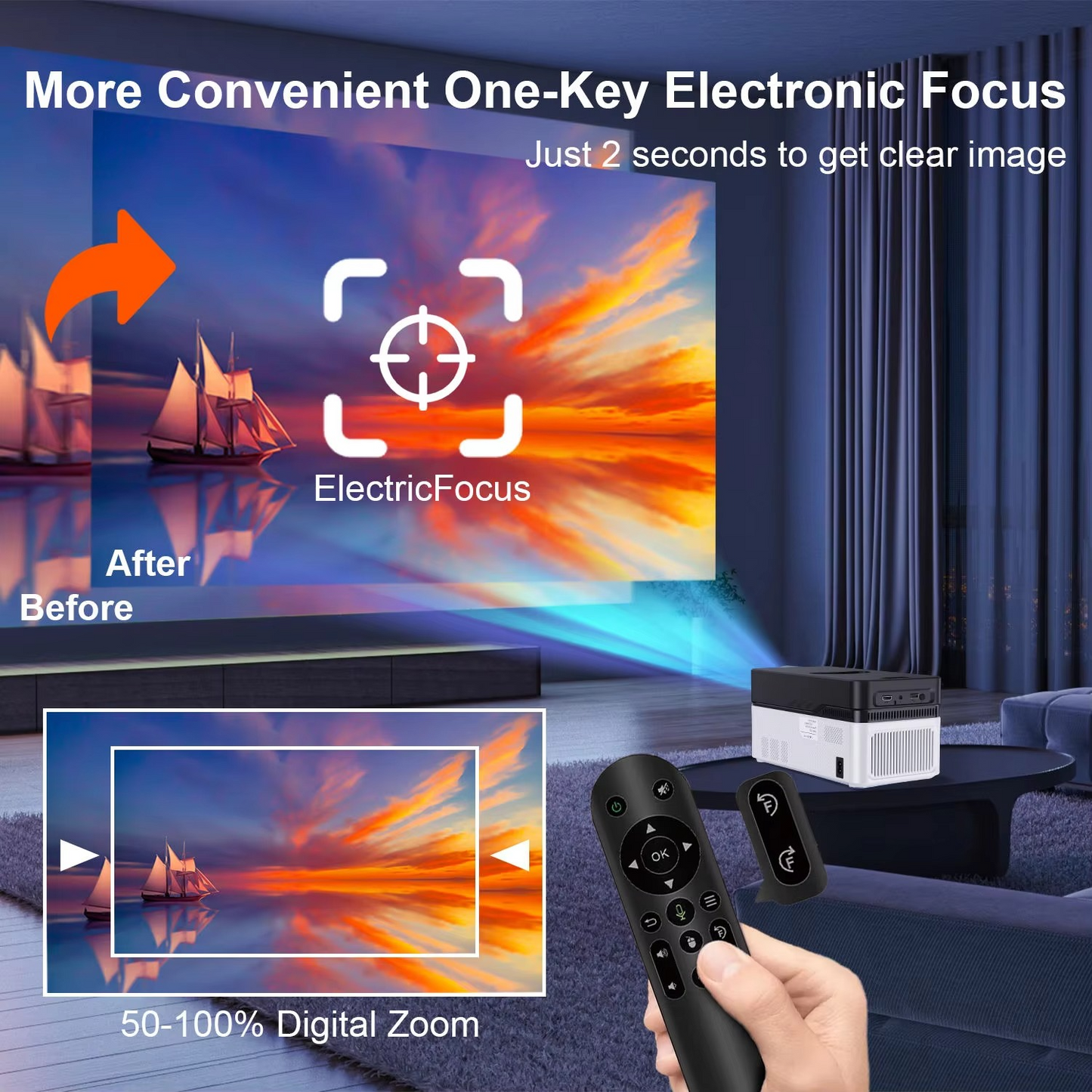 CasaLoom™ HY450 Pro Smart Projector — 900 ANSI Lumens | Android 11 | 8K Support | Short Throw | Home Cinema