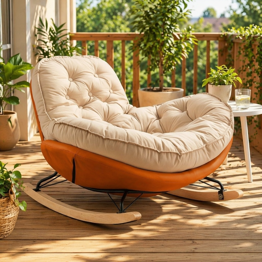 Penguin Rocking Lounge Chair — Solid-Wood Accent Recliner