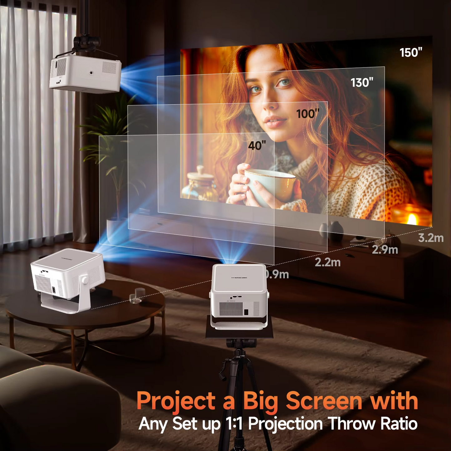 CasaLoom™ HY450 Max 4K Smart Projector — 1100 ANSI Lumens | Auto Focus | WiFi 6 | Home Cinema