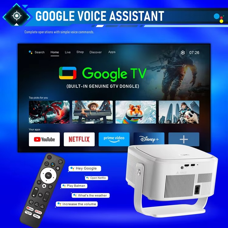 CasaLoom™ HY450 Max GTV Smart Projector — 800 ANSI | 4K Support | Android 14 | WiFi 5 | Home Cinema