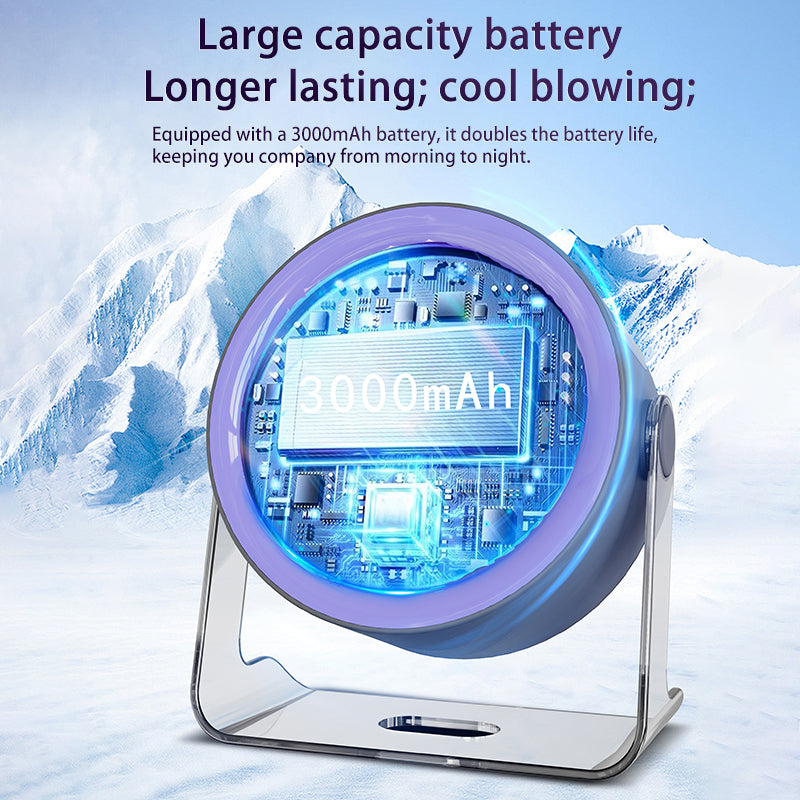 Set of 2 Portable USB Rechargeable Desk Fan – 100-Speed Digital Display Ultra-Quiet Wall-Mountable Cooling Fan