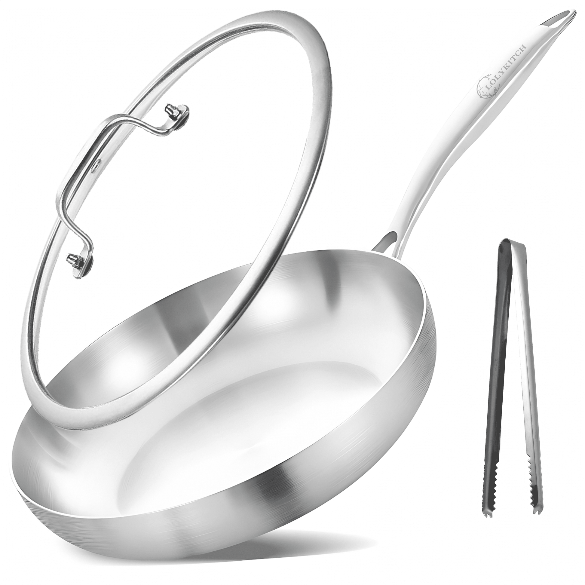 Premium  12-Inch Stainless Steel Frying Pan with Lid - Induction Compatible, Dishwasher & Oven Safe, Detachable Handle