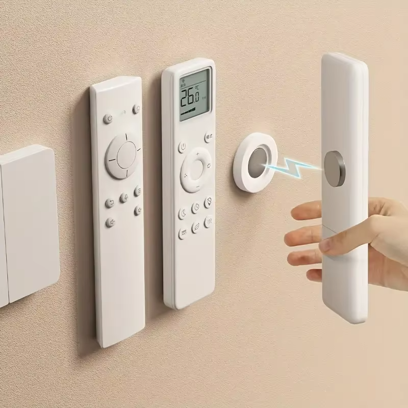 Magnetic Remote Control Holder – No-Drill Wall Mount Organizer (Set of 3, White)