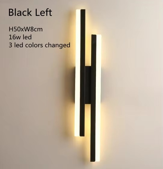 Black Left Lumina Linear LED wall sconce, 16W with 3 changeable LED colors