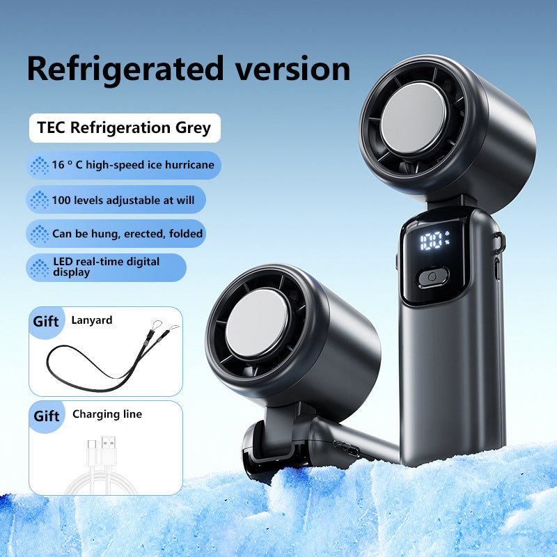 Lenovo Ice Cooling Handheld Fan – 100-Speed Turbo Portable USB Rechargeable Foldable Neck & Desk Fan
