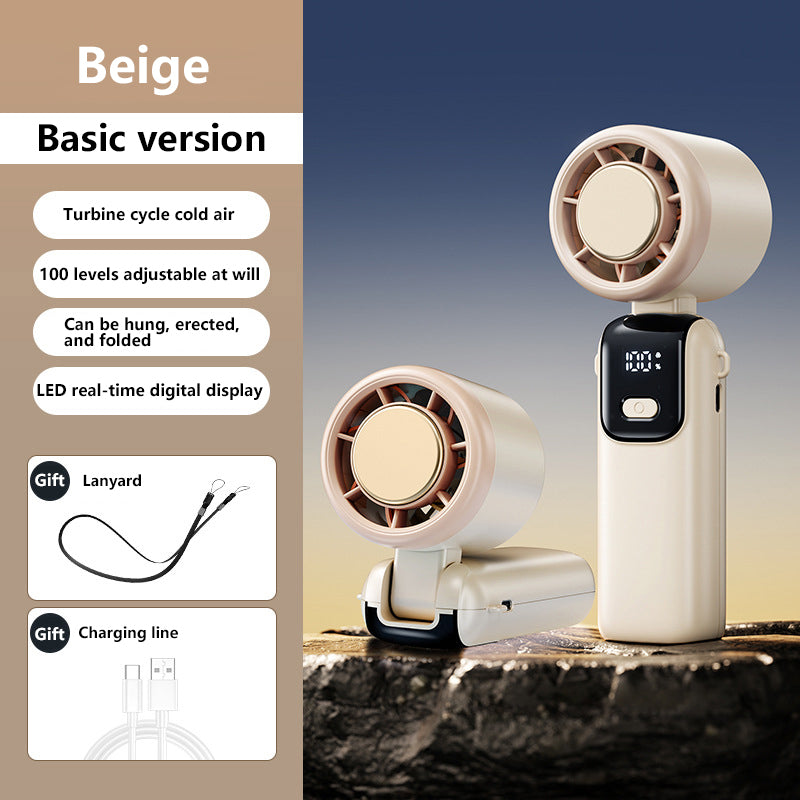 Lenovo Ice Cooling Handheld Fan – 100-Speed Turbo Portable USB Rechargeable Foldable Neck & Desk Fan