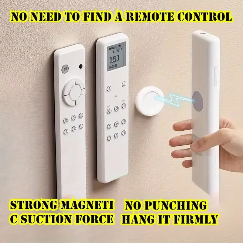 Magnetic Remote Control Holder – No-Drill Wall Mount Organizer (Set of 3, White)