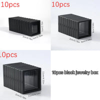 Jewelry & Collectible Display Boxes with Transparent PE Film – Floating Storage Case for Rings, Earrings, Toys, Anime Figures (Black/White)(10Pcs)