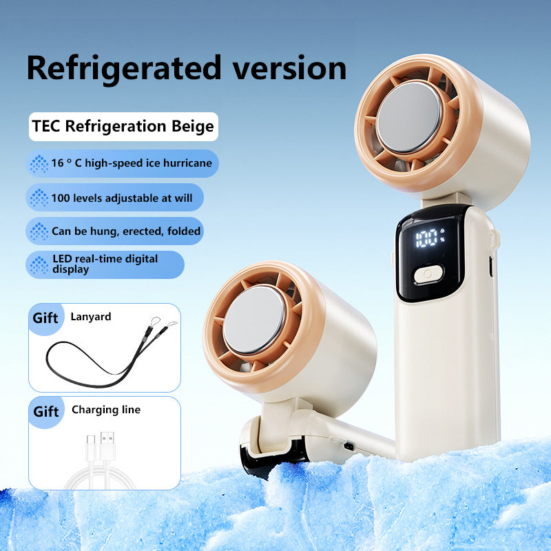 Lenovo Ice Cooling Handheld Fan – 100-Speed Turbo Portable USB Rechargeable Foldable Neck & Desk Fan