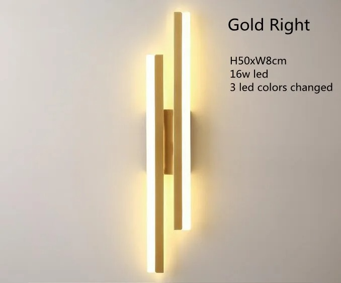 Gold Right Lumina Linear LED wall sconce, 16W with 3 changeable LED colors