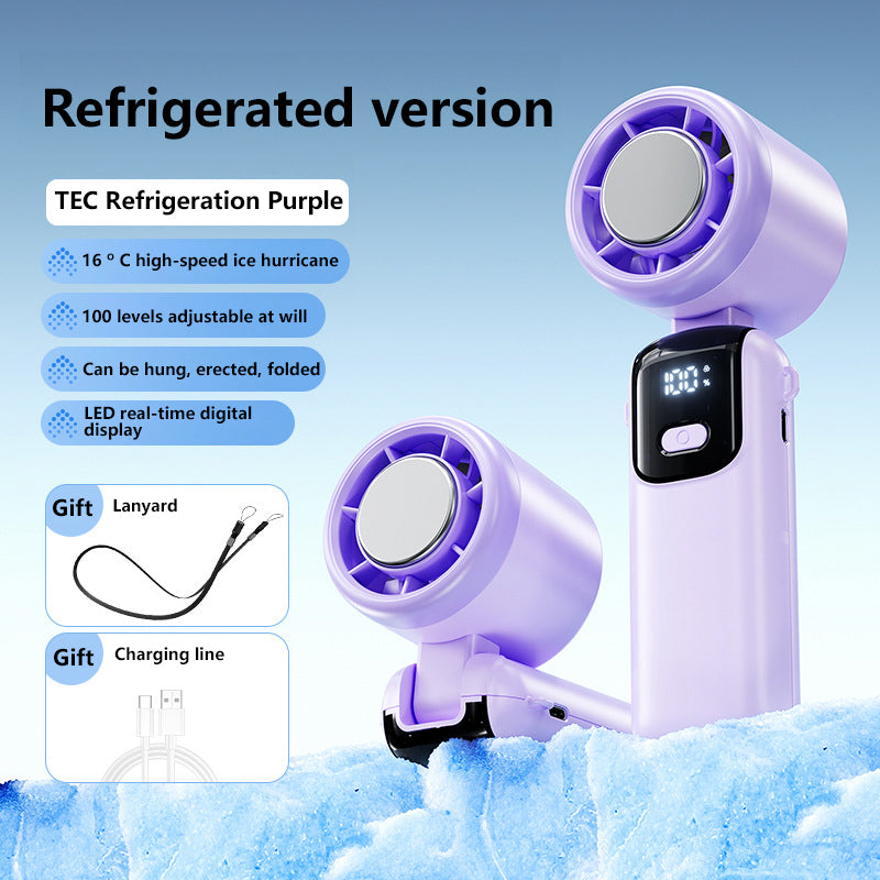 Lenovo Ice Cooling Handheld Fan – 100-Speed Turbo Portable USB Rechargeable Foldable Neck & Desk Fan