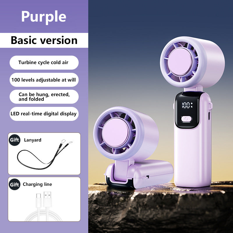 Lenovo Ice Cooling Handheld Fan – 100-Speed Turbo Portable USB Rechargeable Foldable Neck & Desk Fan