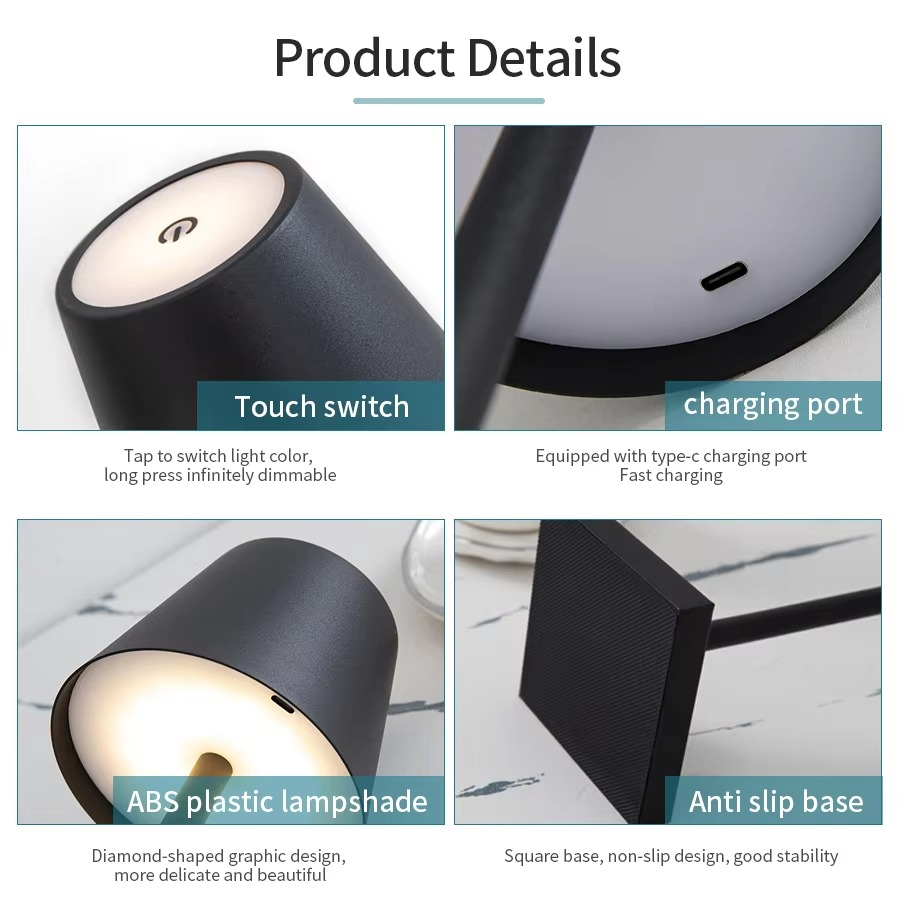 Lumina Cordless LED Table Lamp – Rechargeable Dimmable Touch Light