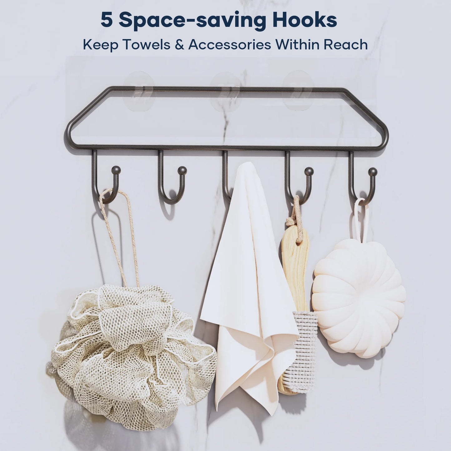 6-Pack Adhesive Shower Caddy - No-Drill Wall Mounted Organizer with Soap Holder, Large Capacity for Bathroom & Kitchen Storage - Sleek Black Design