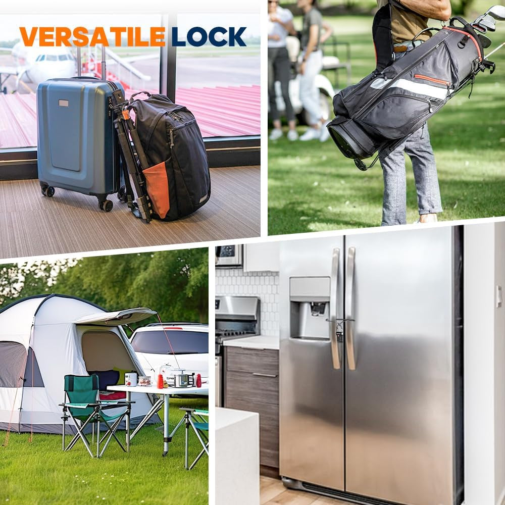 TSA Approved 3-Digit Combination Cable Luggage Locks - Easy-Press Button & Large Dial for Suitcases and Backpacks - Multi-Pack with Color Choices!