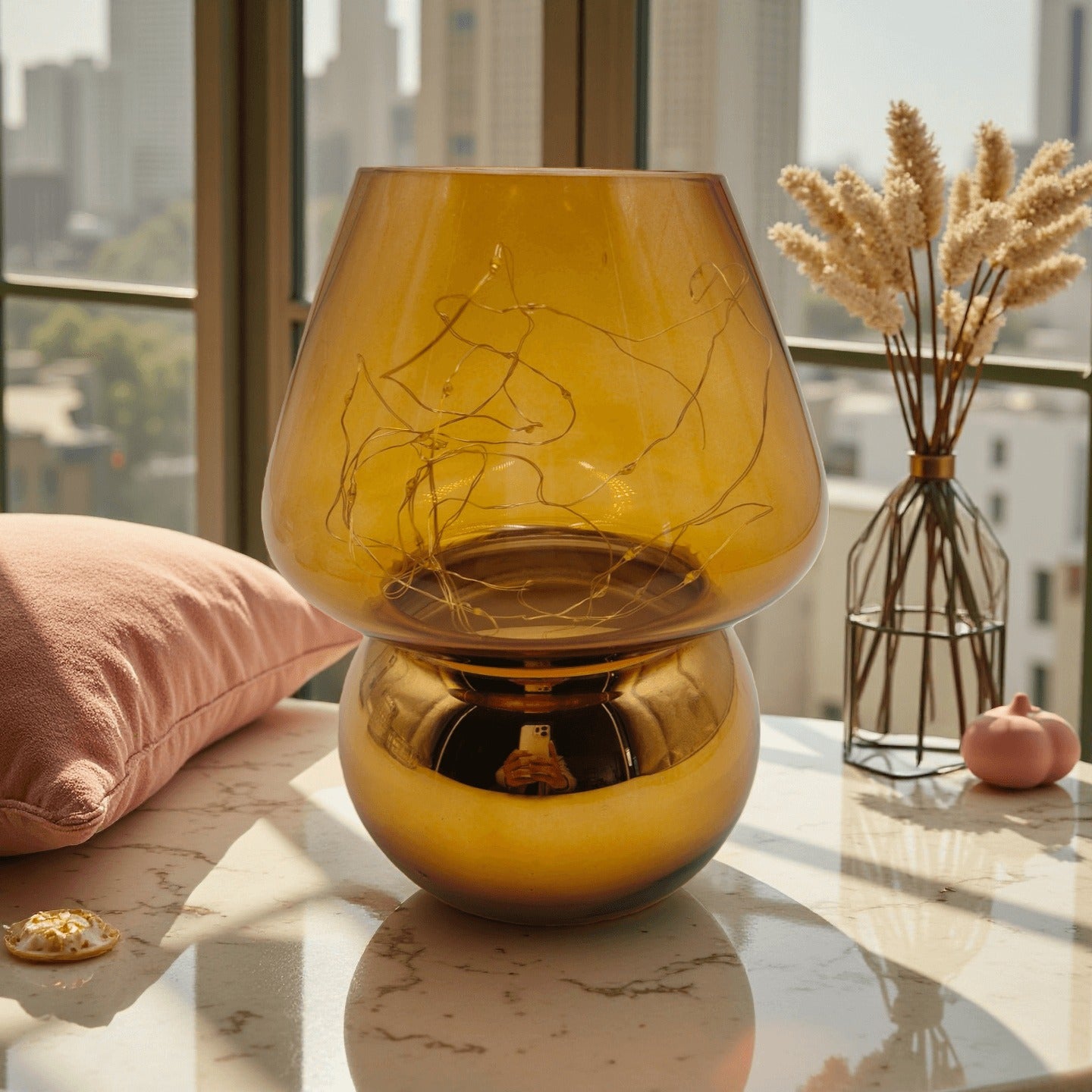 Sylva Glass Mushroom Cordless Lamp — Rechargeable Accent Light