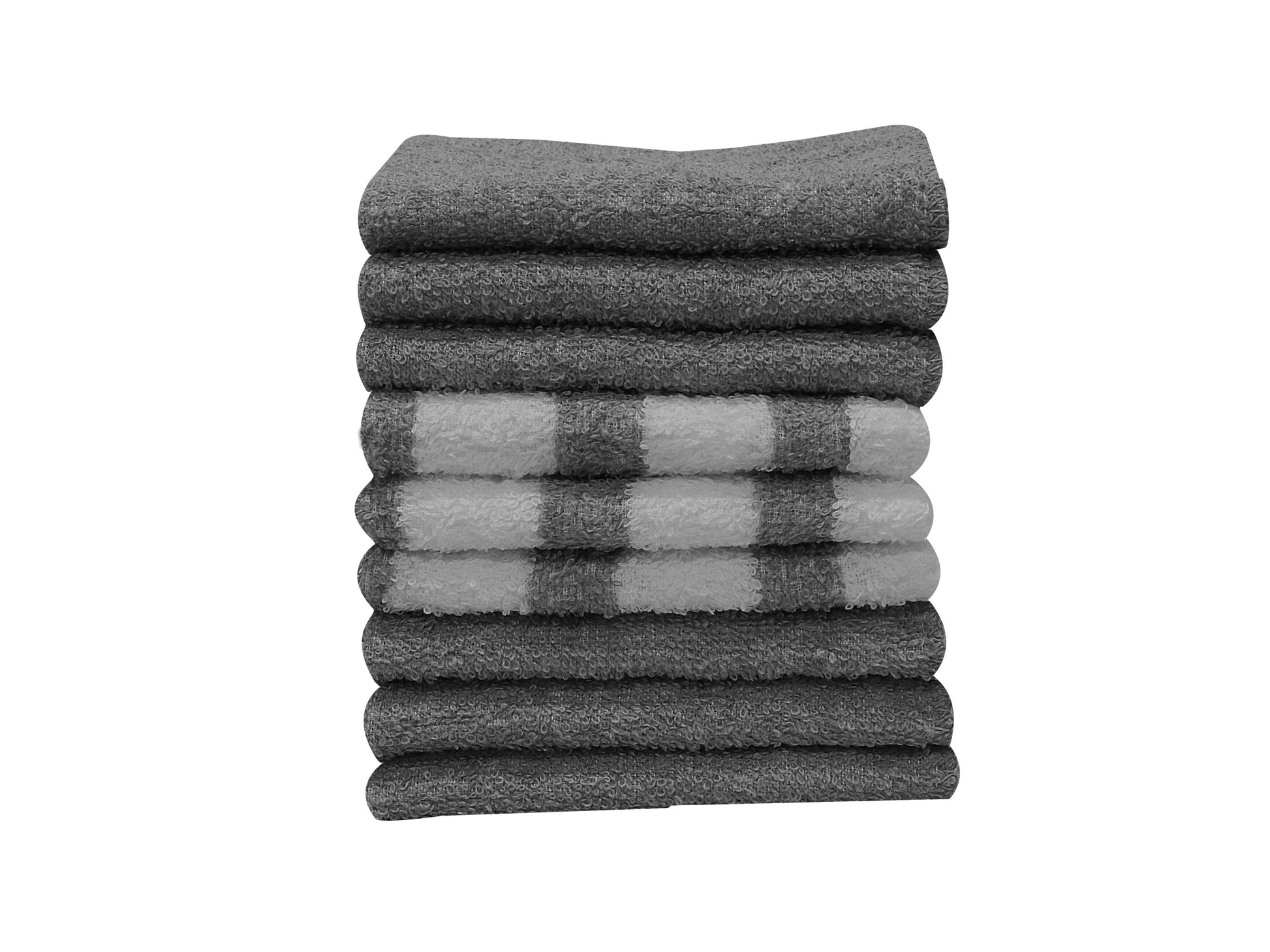 9-Piece Kitchen Dishcloth Set - Stylish Solid/Stripe Design in Grey (2 Pack)