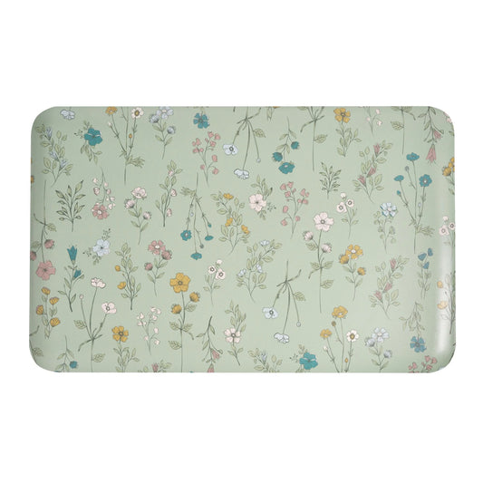 Drew Barrymore's  Ditsy Botanical Comfort Mat - Stylish Green Design, 32"W x 20"L