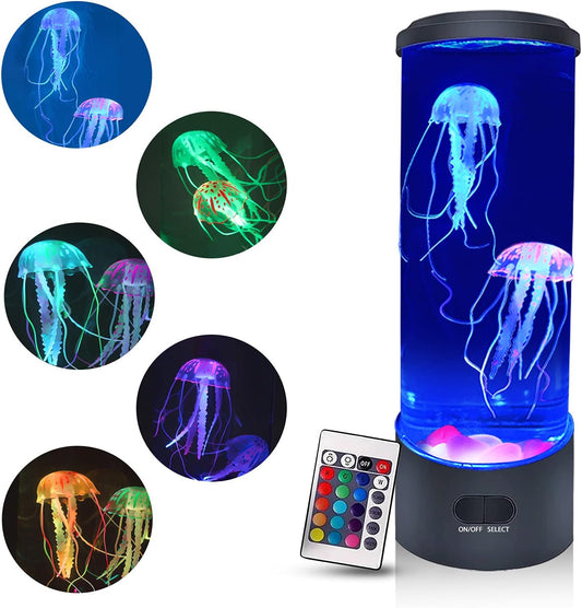 Mesmerizing Jellyfish Lava Lamp - 16 Color Changing Aquarium Night Light with Luminous Stones for Home & Office Decor